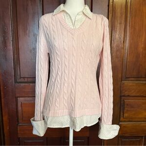 Vintage Y2K Aeropostale Layered Cable Knit Sweater Top Size Large Slim Fit